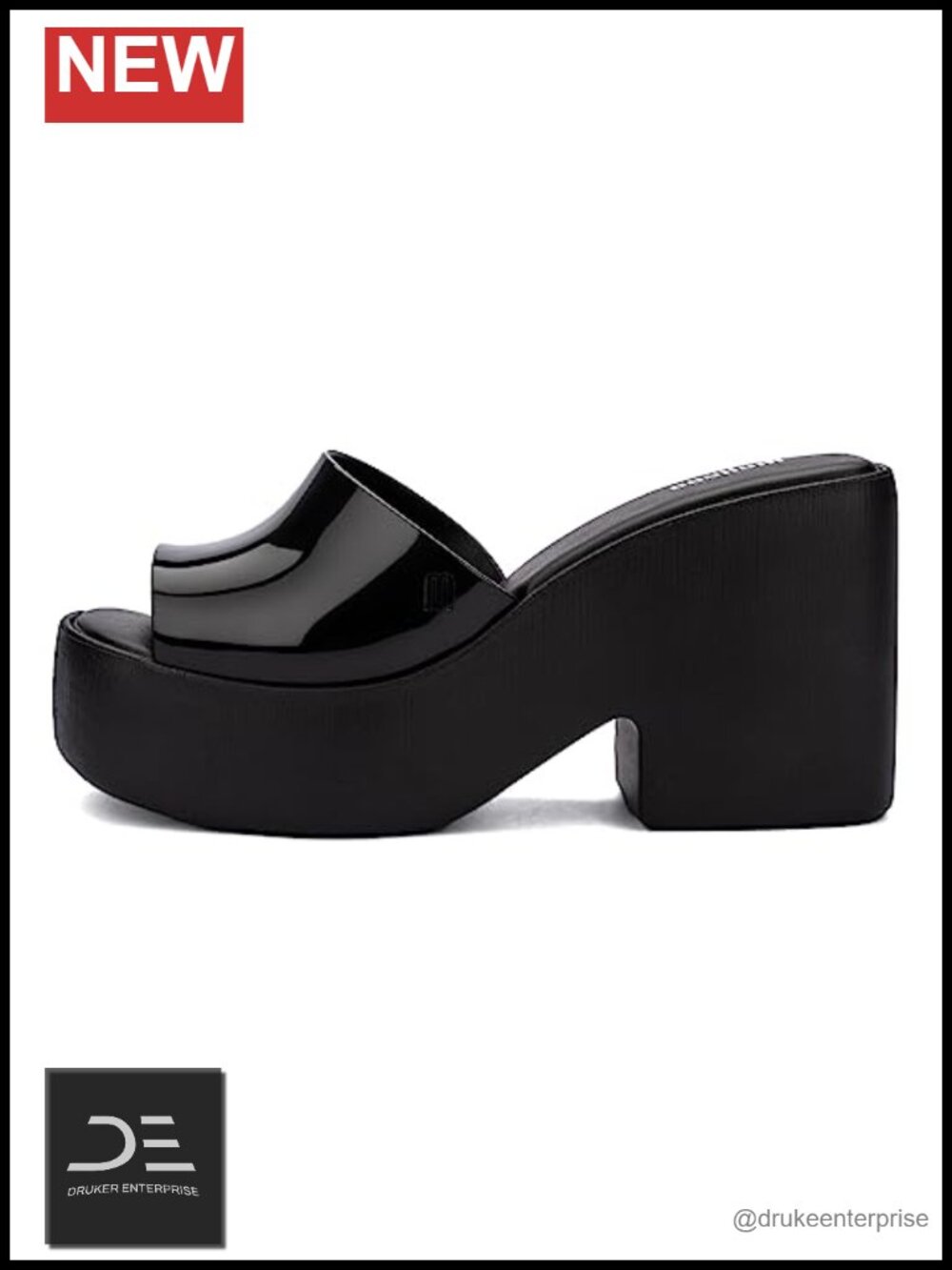 Platform Jelly Heels for Women, Slip-On Chunky Sandals, Vegan PVC EVA, Medium